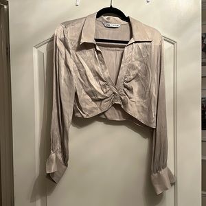 Champagne Zara cropped blouse